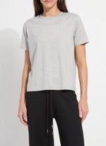 Perfect Box-Cut Tee in Light Grey Melange by Lysse (3583)