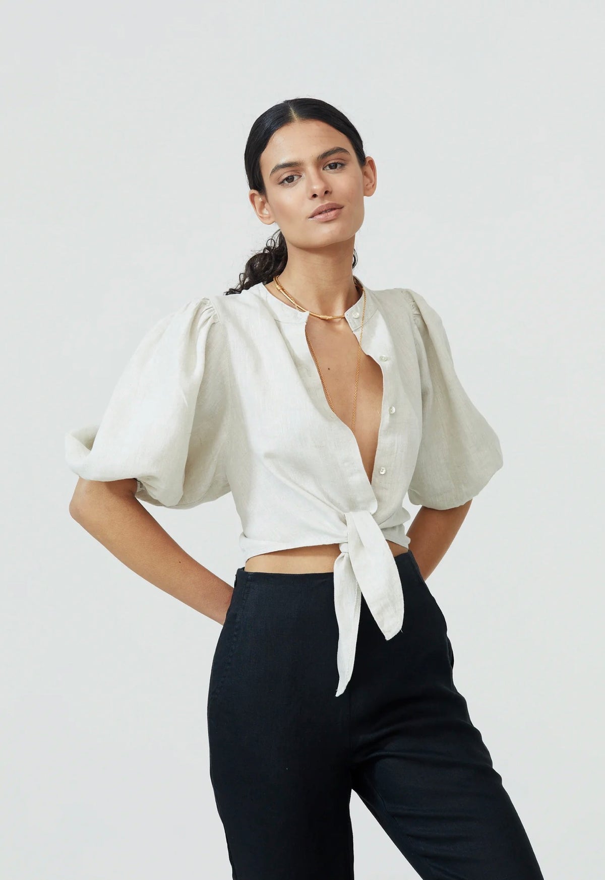 Bubble Linen Crop Top by Lanhtropy