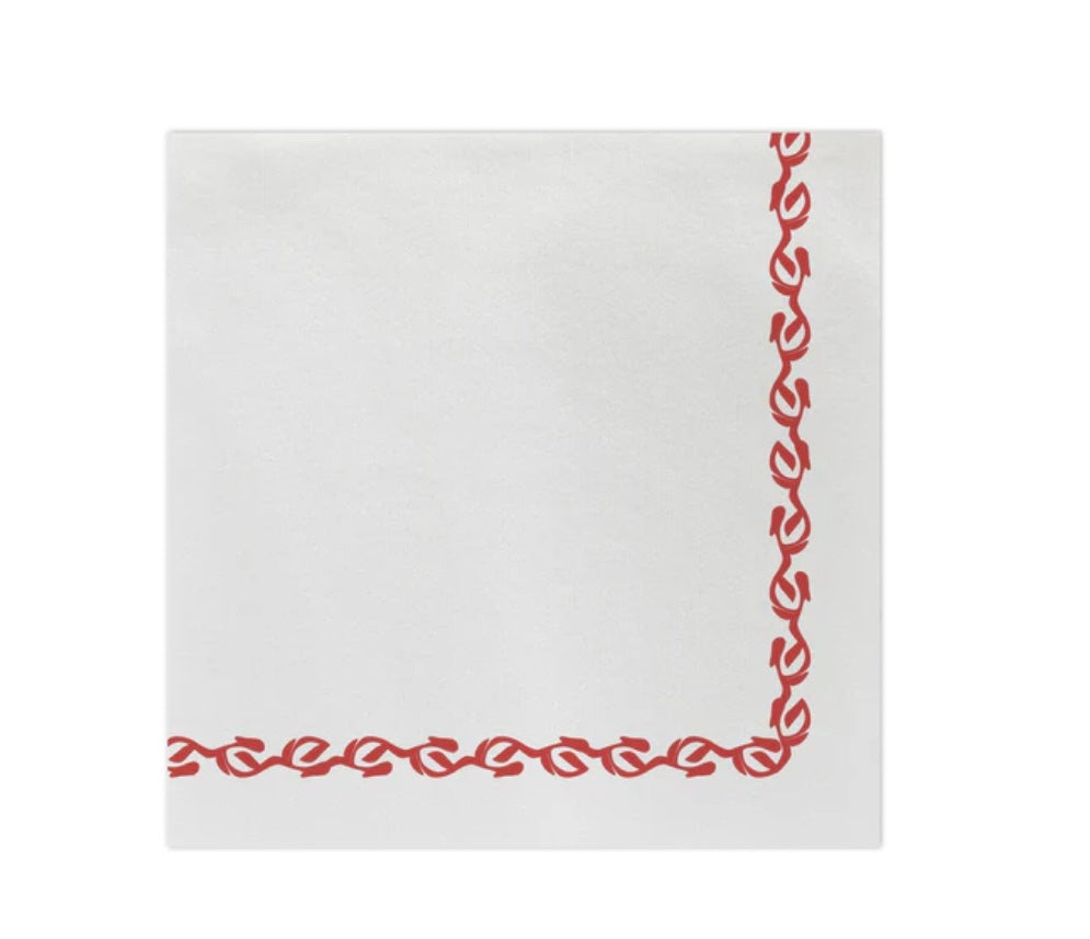 Papersoft Cocktail Napkins in Red Florentine by Vietri