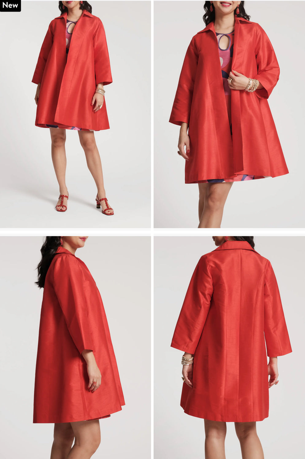 Charlotte Topper Solid Poly Dupioni in Red by Frances Valentine