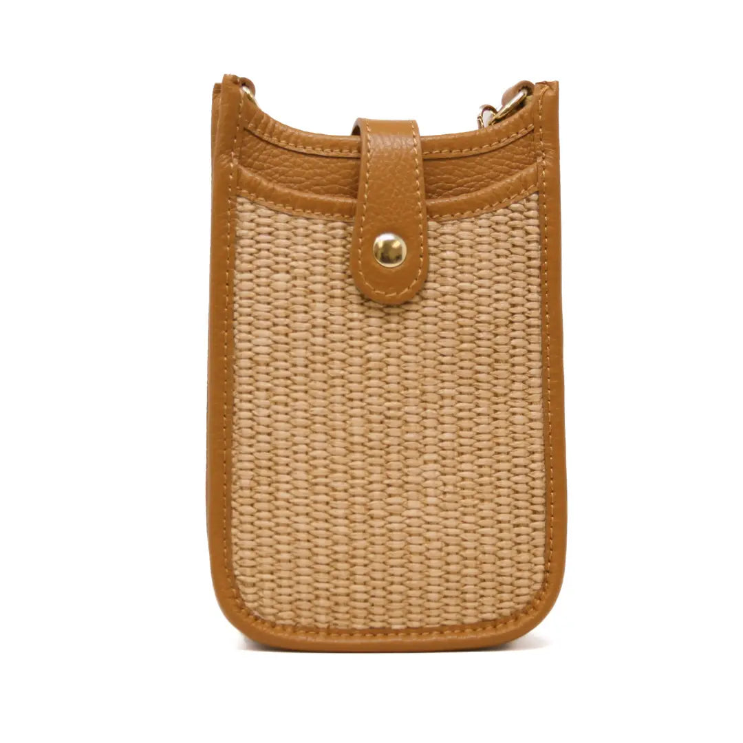 Leather and Straw Crossbody Bag by German Fuentes