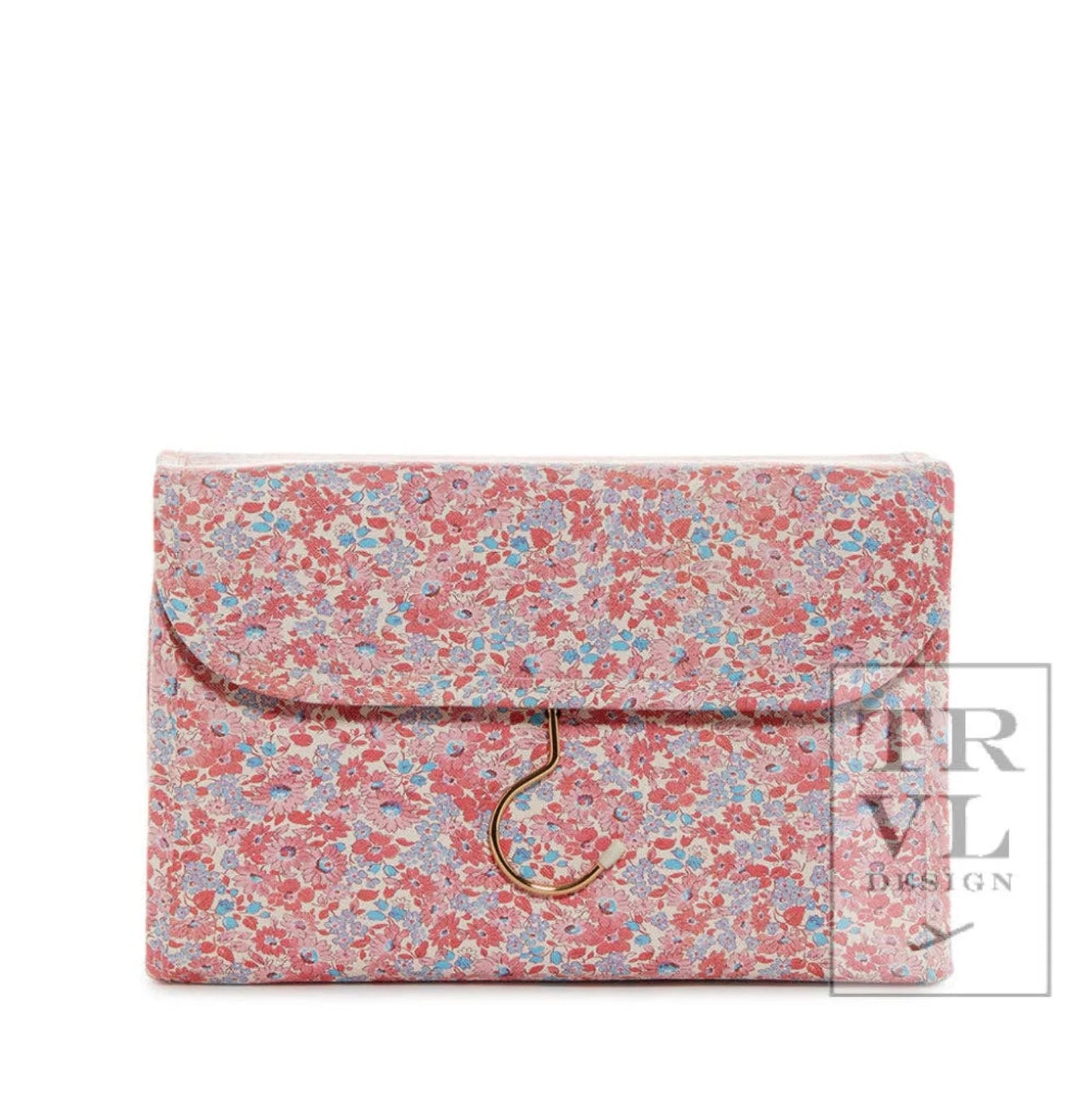 Luxe Hanging Toiletry Case in Marseille with Pink Pinstripe Liner