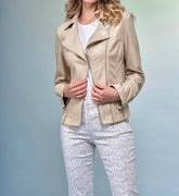 Solid Metallic Vegan Leather Jacket in Gold by Insight New York