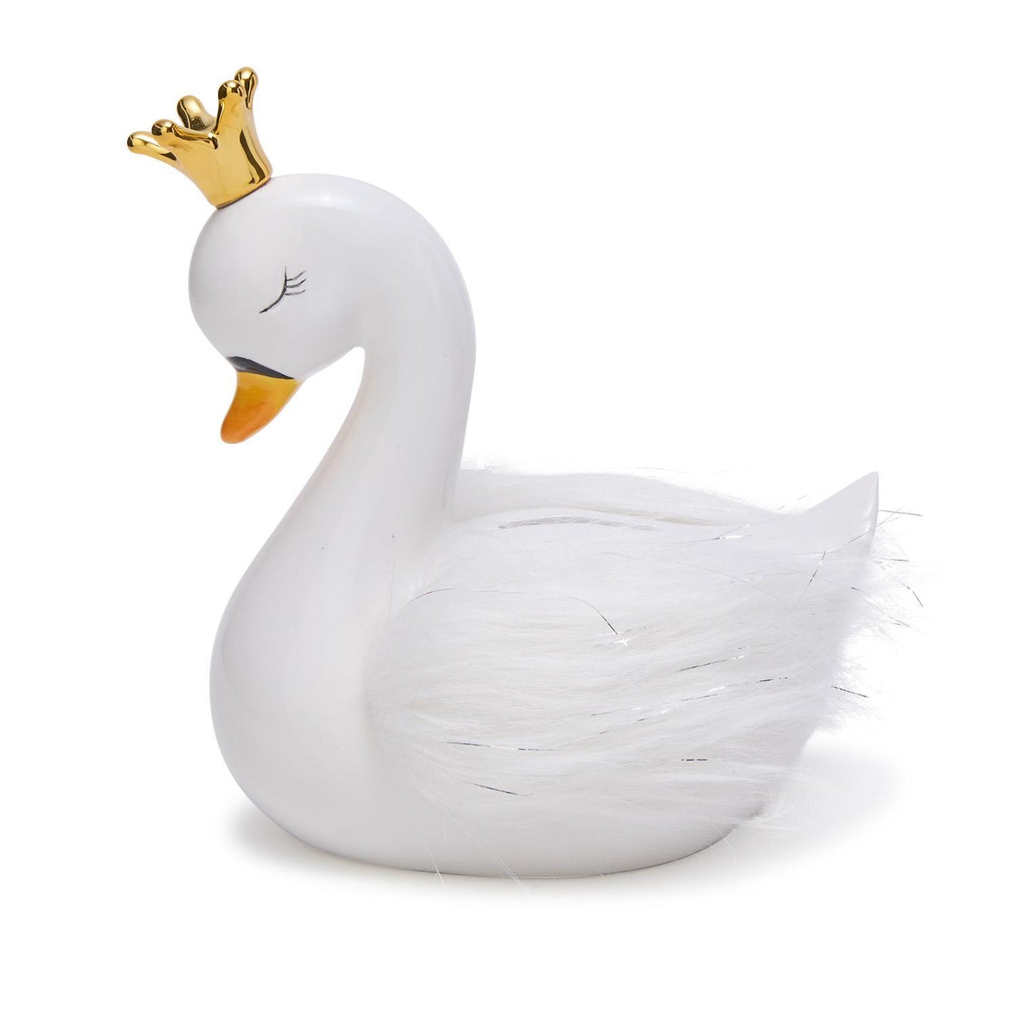 Hand Painted Swan Bank with Faux Fur Wings