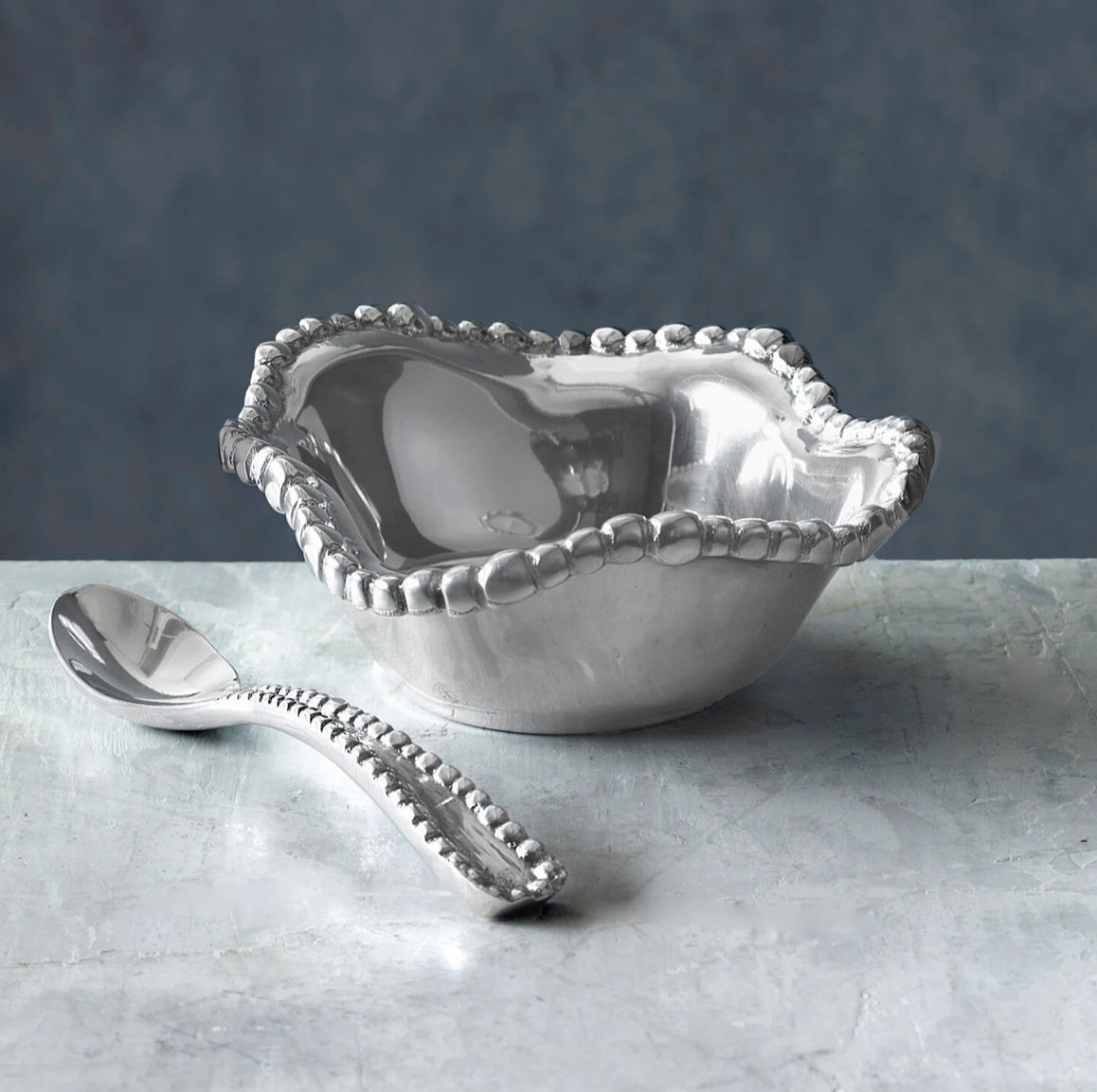 Giftables Organic Pearl Bowl with Spoon in Silver by Beatriz Ball