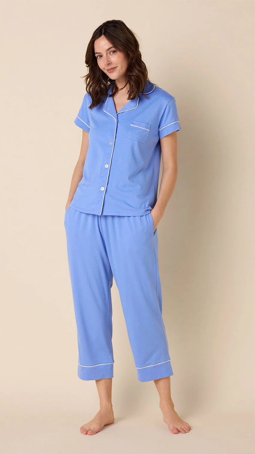 Classic Provence Pima Knit Capri Pajamas by Cat’s Pajamas