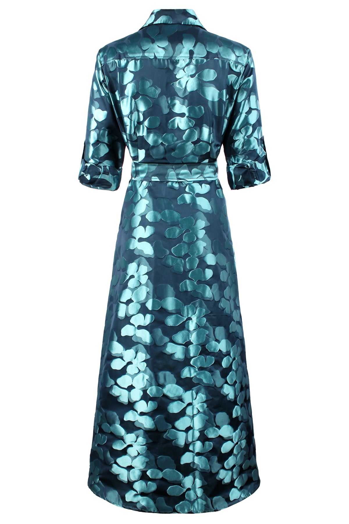 Laine Dress LilyPad Jacquard in Aqua/Navy by Finley