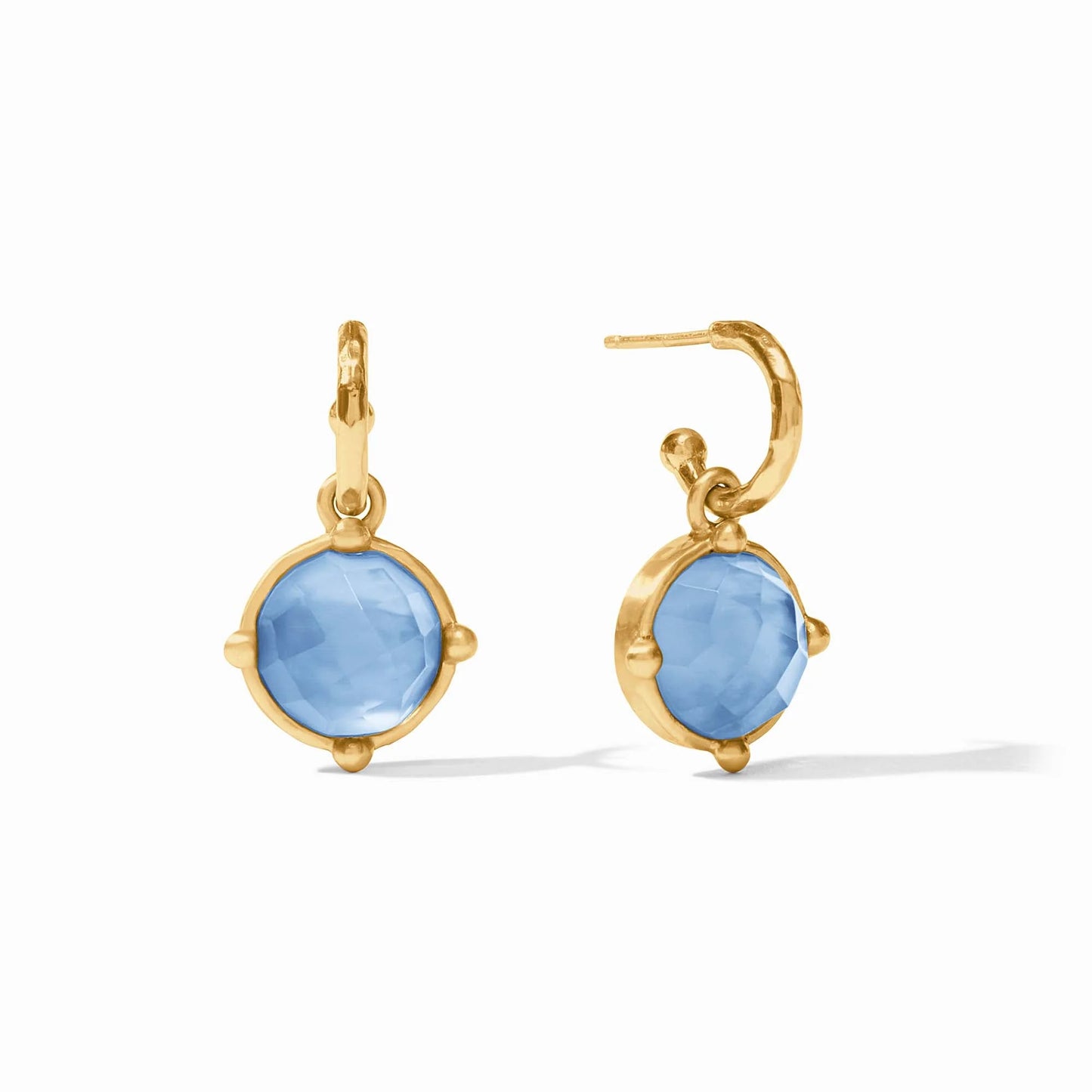 Honeybee Hoop and Charm Earring in Iridescent Chalcedony by Julie Vos