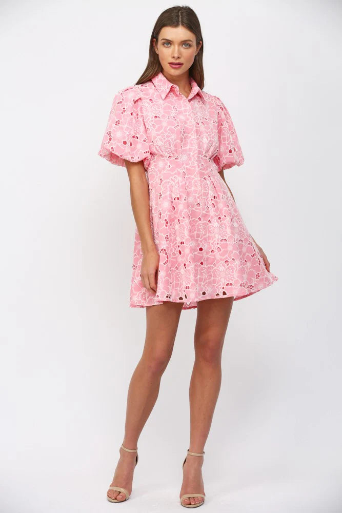 Floral Lace Cutout Mini Dress in Pink by Fate