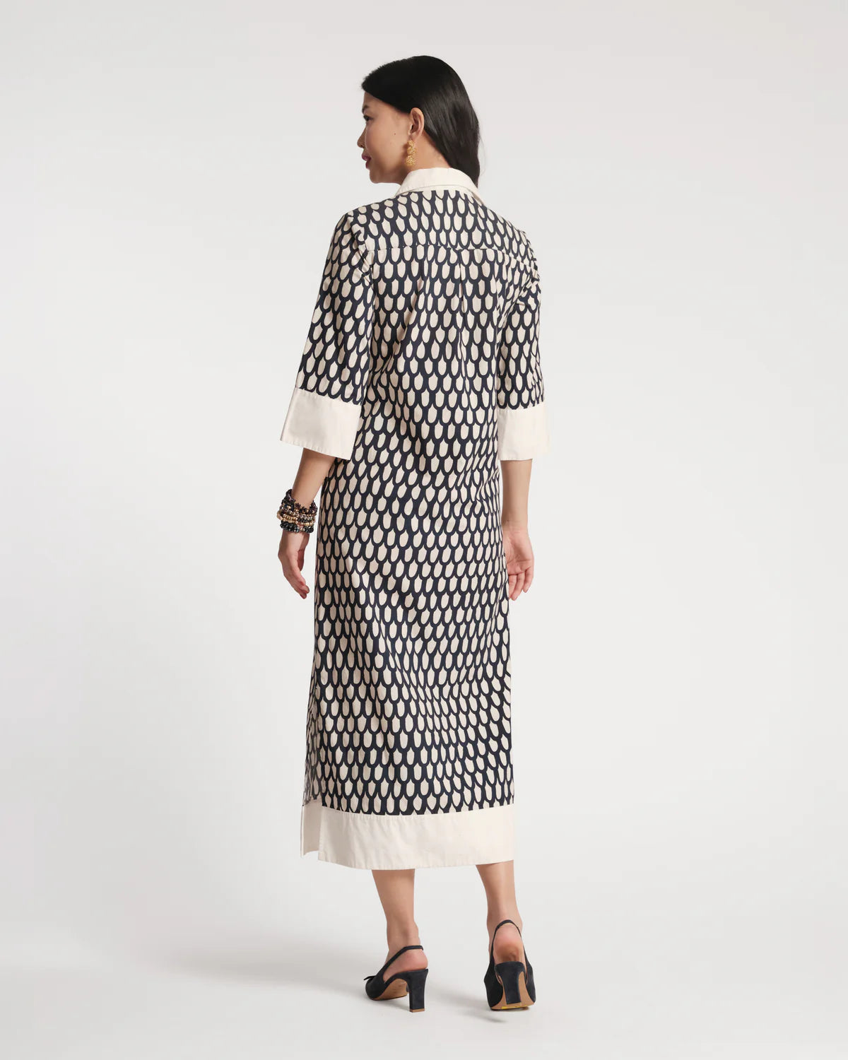 Tracey Midi Dress Loop Print in Navy by Frances Valentine