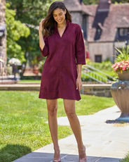 Callie Faux Suede Dress in Merlot by Jude Connally