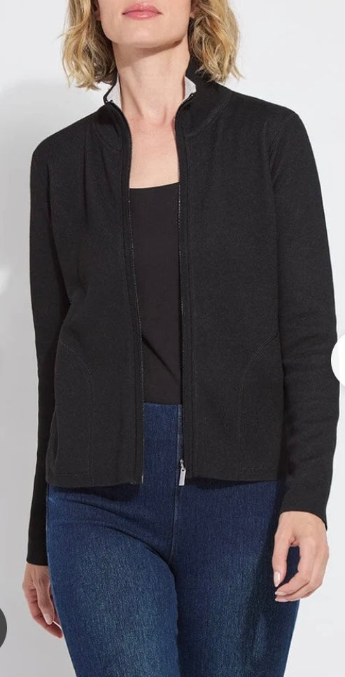 Reversible Cashmere Zip Up Cardigan in Black by Lysse