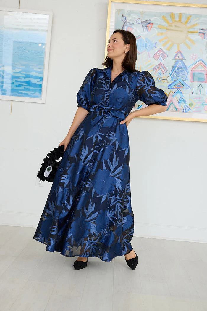 Charlotte Gown Royal Blue Pansy Vine Organza by Abbey Glass