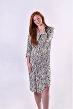 White Leopard Tencel Midi Dress by Emily Phillips