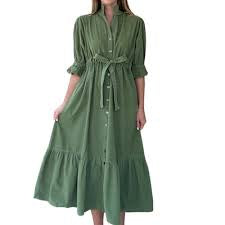 Catherine Dress in Green Corduroy by Holly Shae