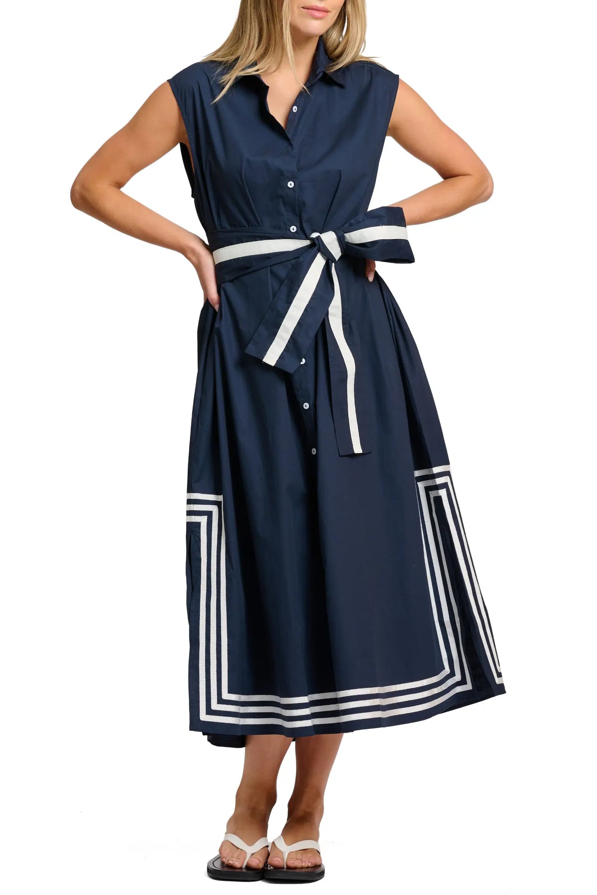 Cassie Longline Shirt Dress in French Navy by Shirty