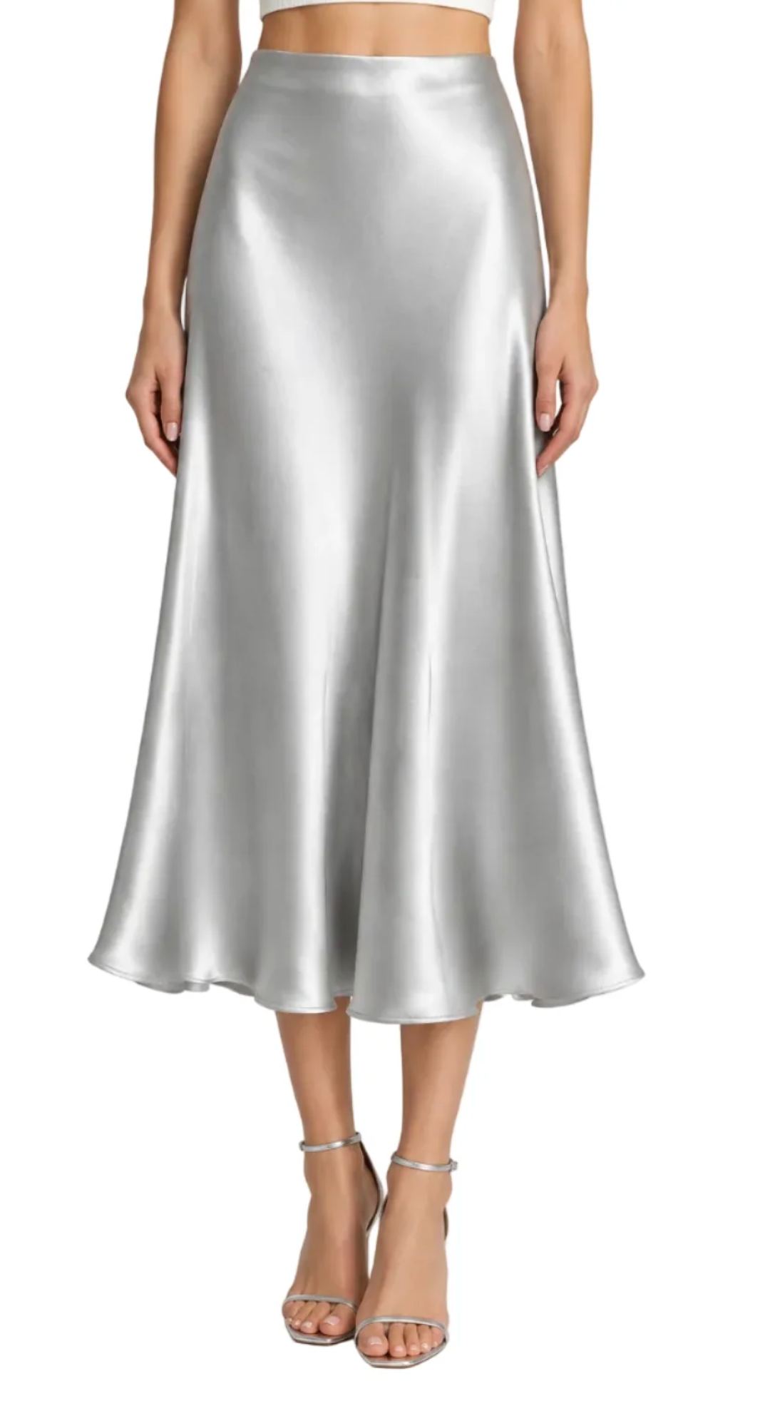 Edie Charmeuse Skirt in Silver by Tyler Boe