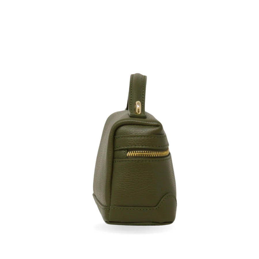 Genuine Italian Leather Bucket and Crossbody Bag in Olive by German Fuentes