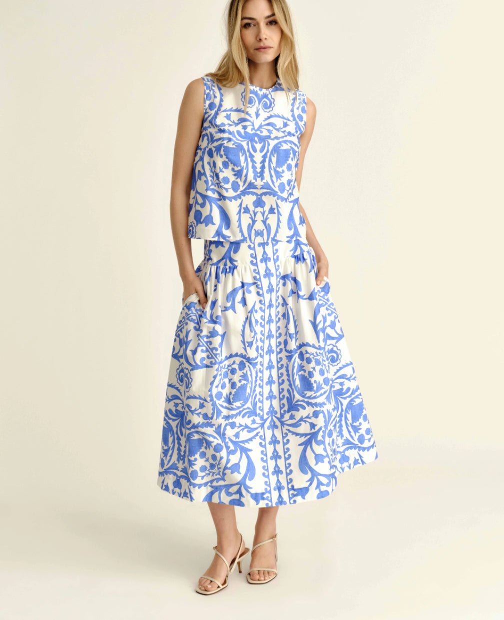 Georgia Skirt in Faraway Print-Provence Blue by Cartolina