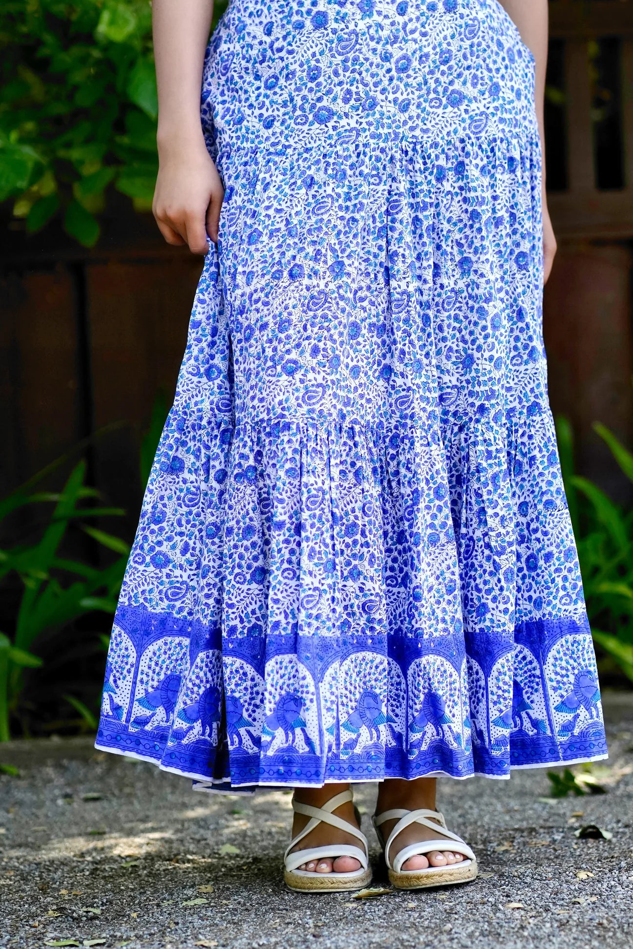 Teared Cotton Skirt In Blue By Dolma