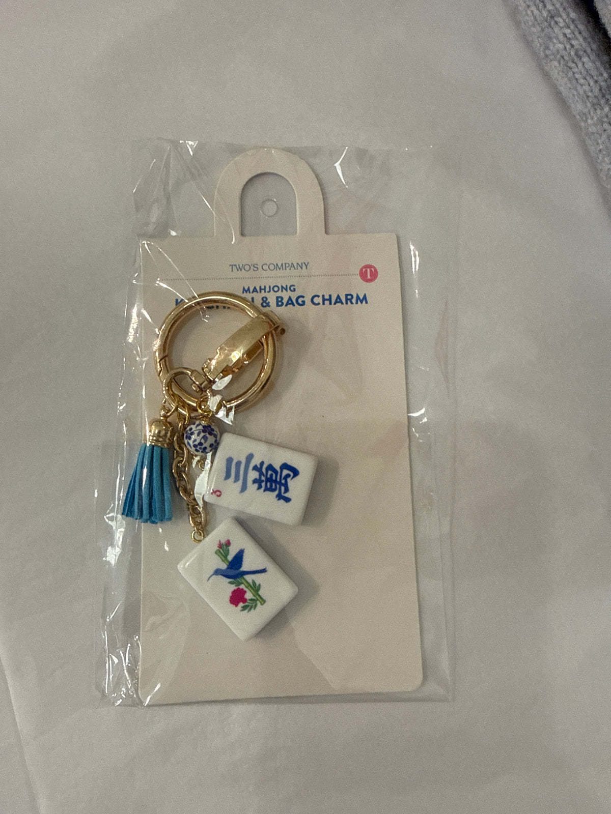 Mahjong keychain and Bag Charm Blue
