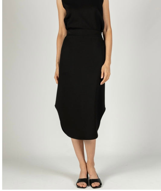 Butter Modal Midi Skirt in Black by P. Cill