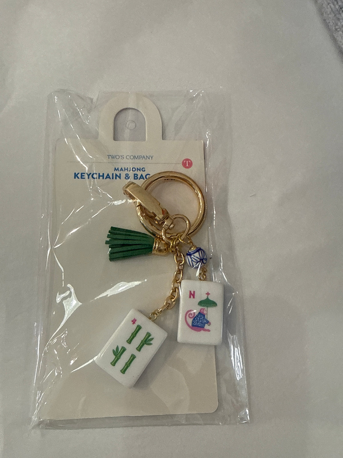 Mahjong Key Chain and Bag Charm in Green