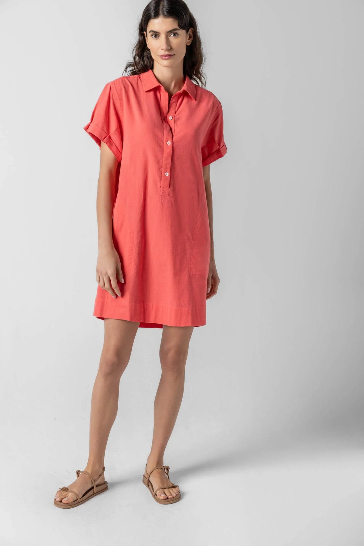 Half Placket Shirt Dress in Reef PA2980-REF