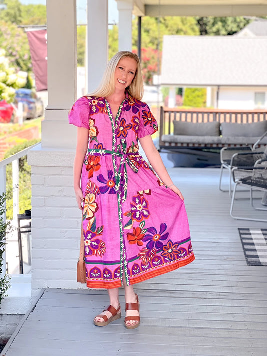 Della Dress in Mauve Blossoms