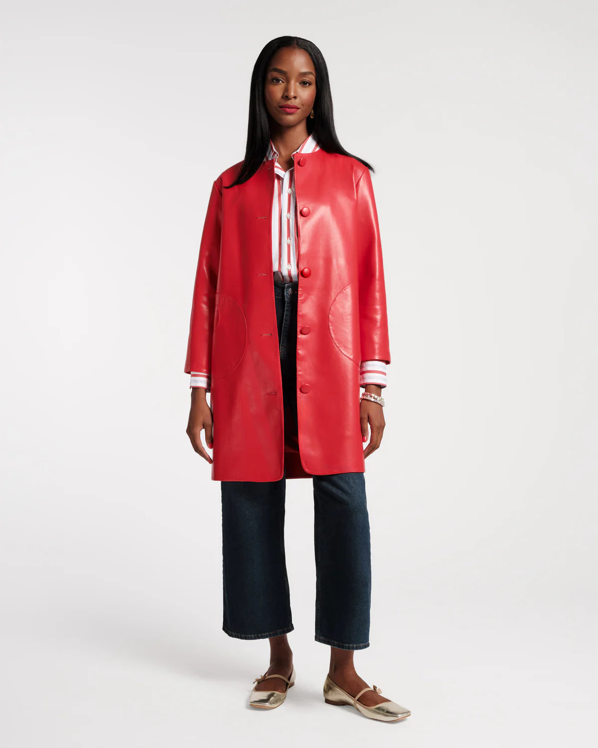 Mod Jacket Faux Leather in Red by Frances Valentine