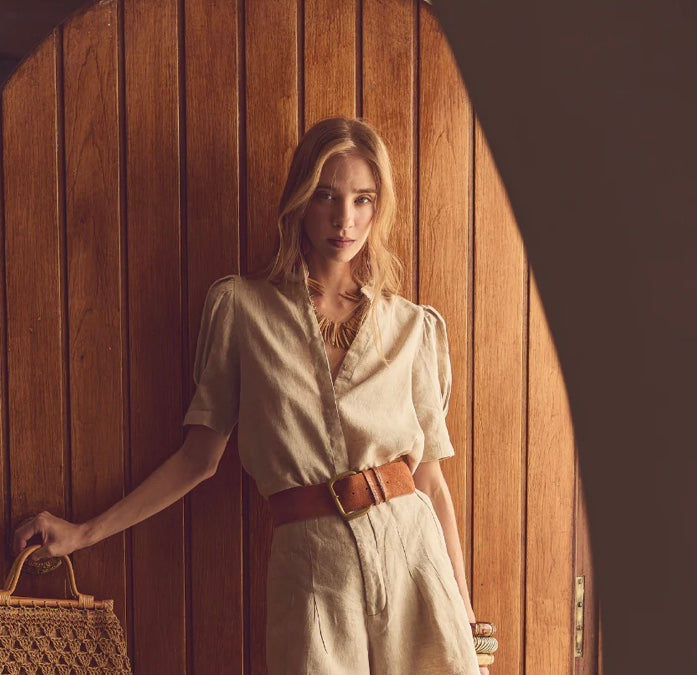 Athena Linen Shirt in Natural by LANHTROPY
