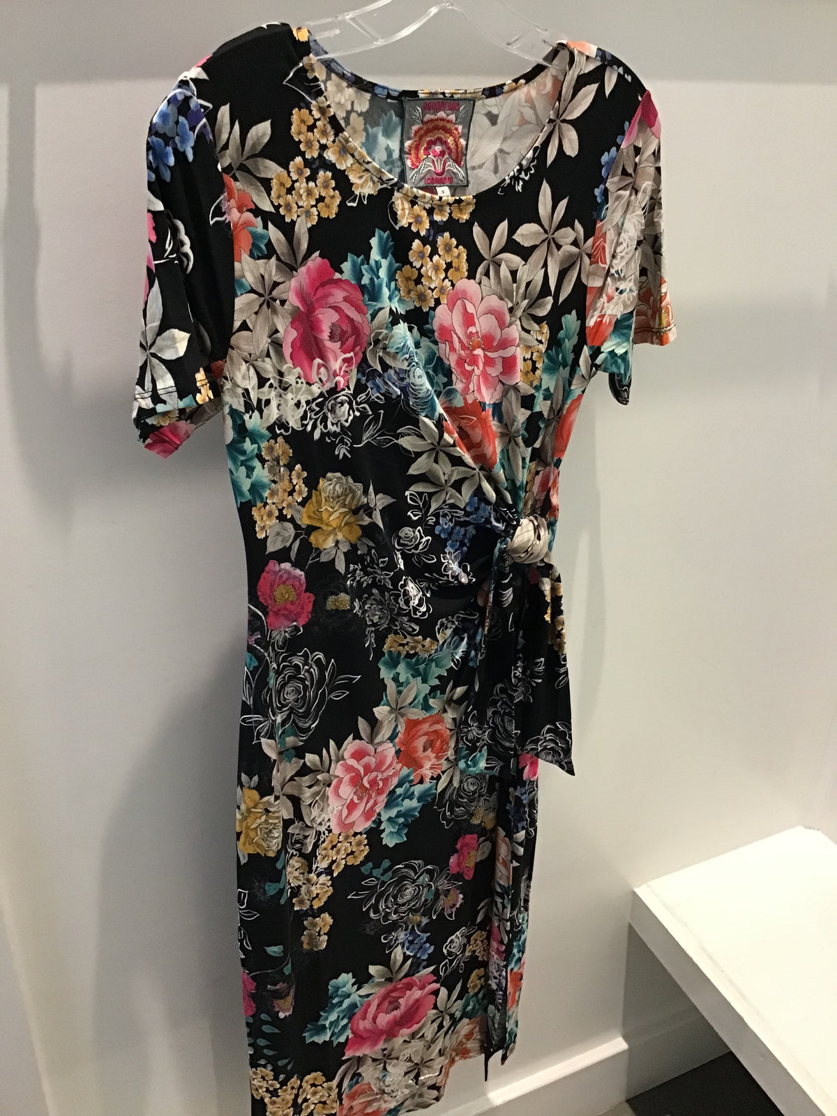 The Janie Favorite Side Tie Knit Dress in Lavilla Black by Johnny Was