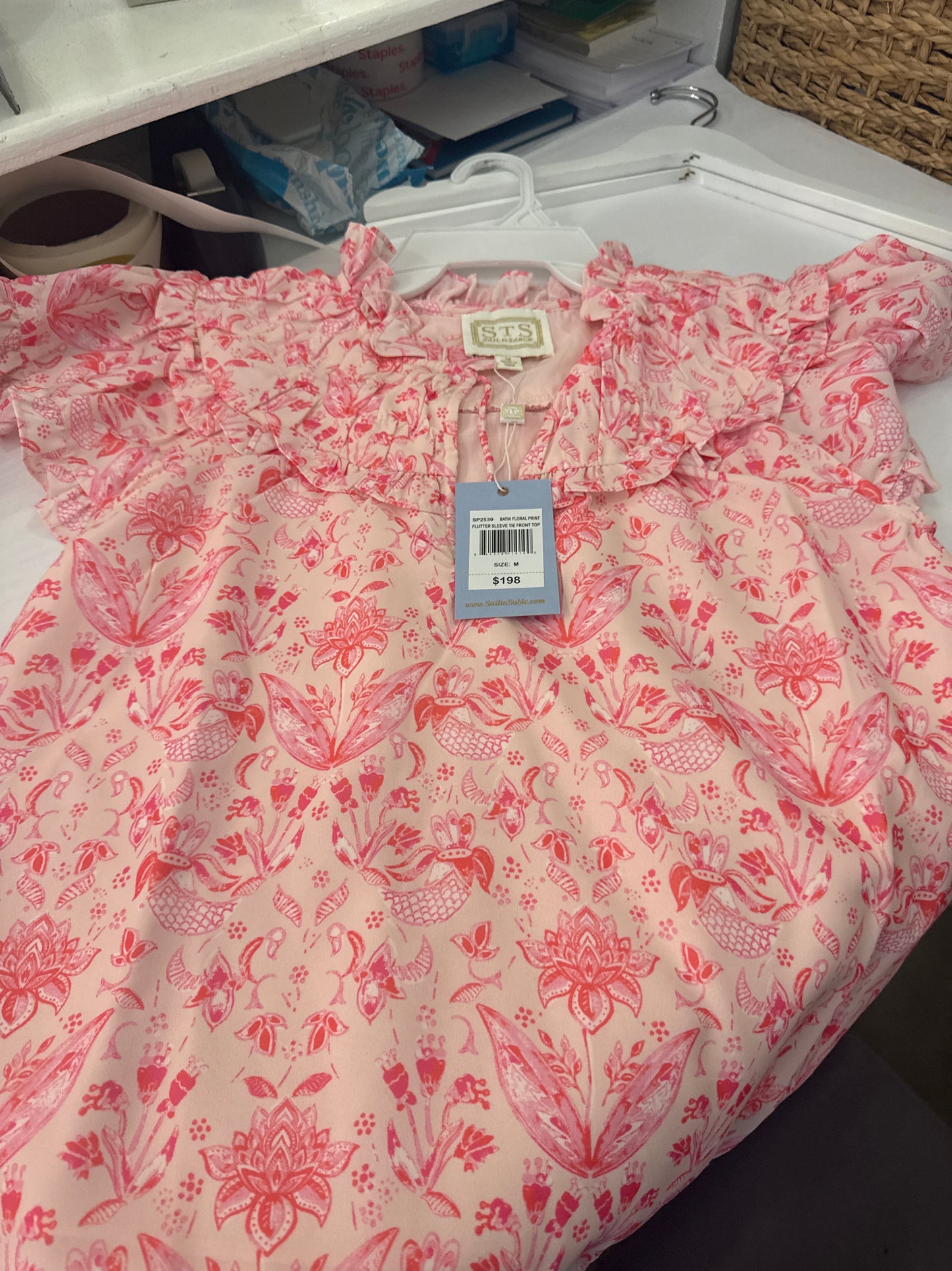 STS Sale Flutter Sleeve Tie Front Top