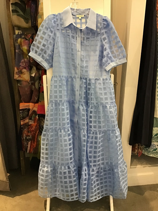 Puff Sleeve Tiered Maxi Dress in Baby Blue by Jade
