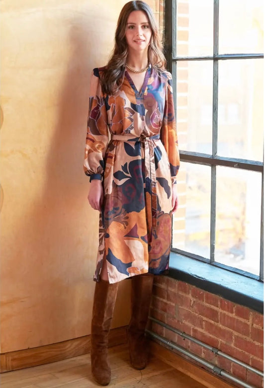 Midi Franchesca Dress in Etruscan Scroll by Finley
