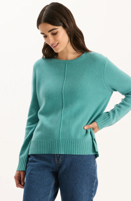 Asha Cashmere Center Stitch Sweater in Aegean by Tyler Boe