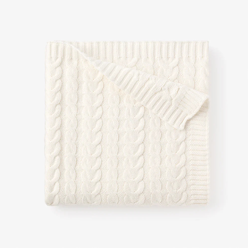 Whisper White Horseshoe Cable Blanket by Elegant Baby
