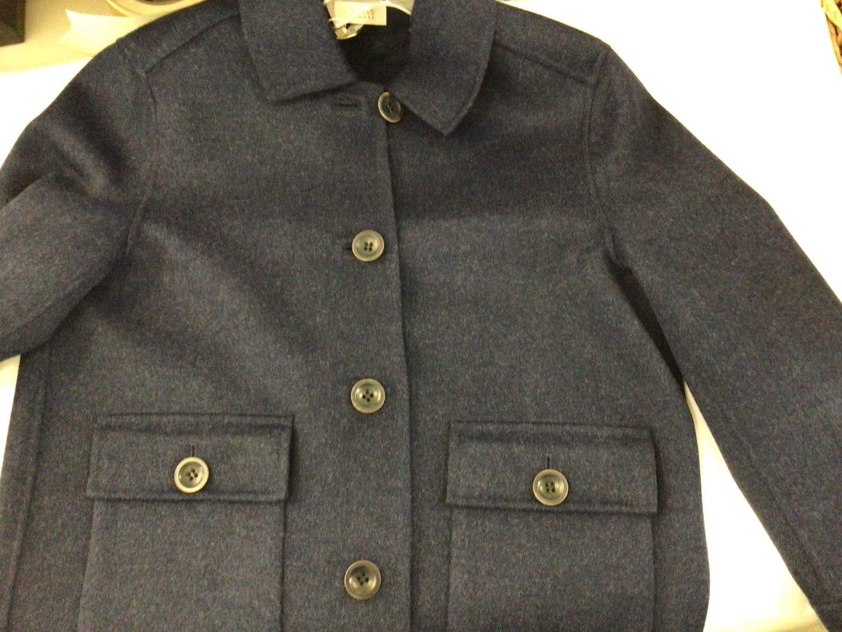 Pleat Back Short Coat in Navy by Kinross Cashmere
