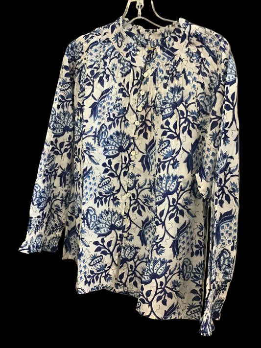 Goodwin Top in Floral Vine Block Print by La Plage