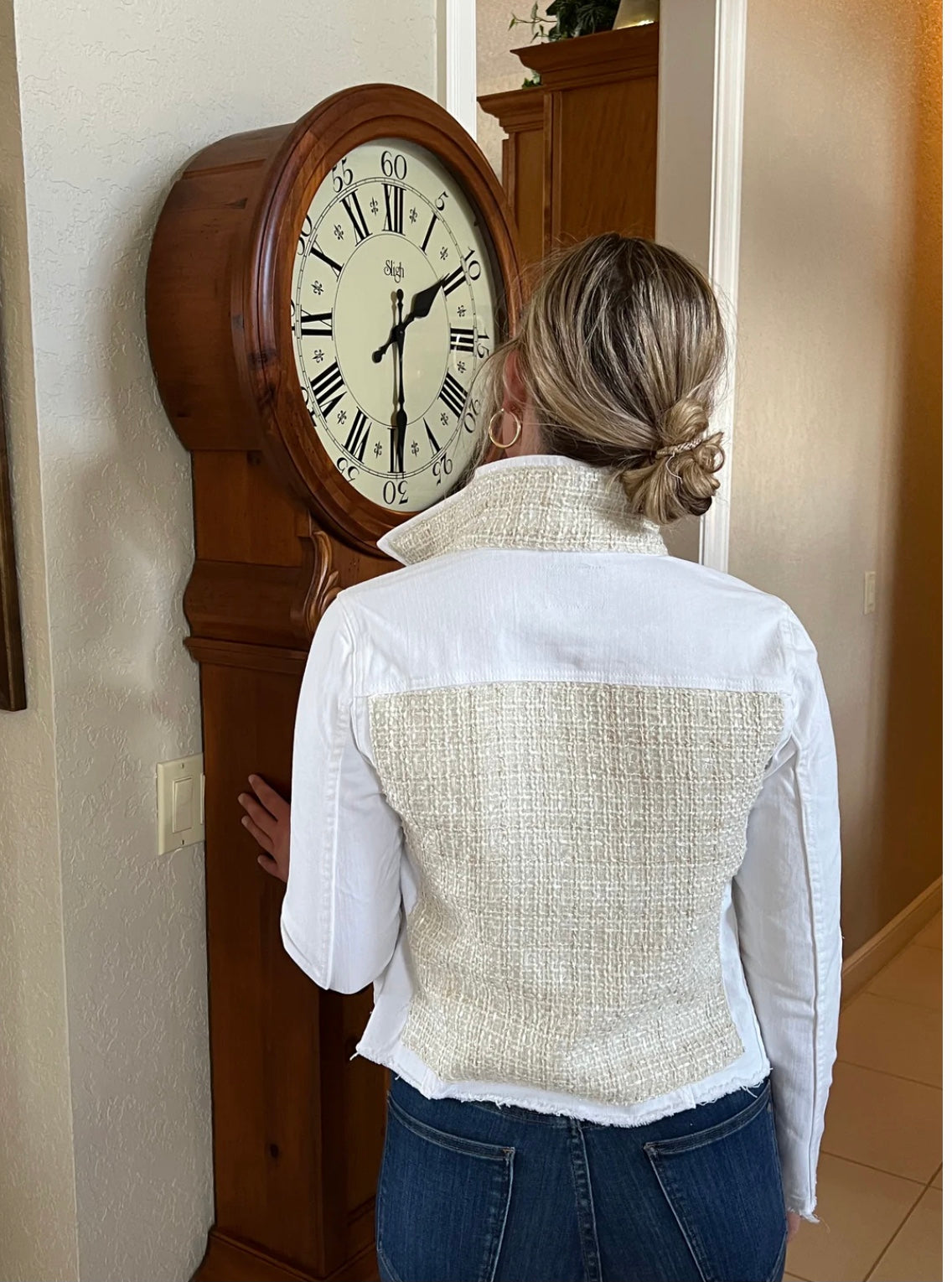 The White Denim Jacket /Cream Tweed by Stacey Bradley