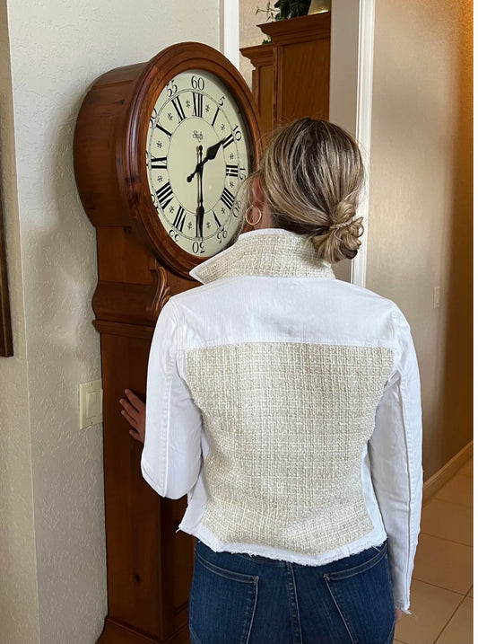 The White Denim Jacket /Cream Tweed by Stacey Bradley