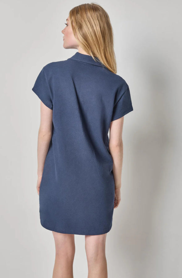 Textured Terry Tunic Dress in Navy by Lilla P