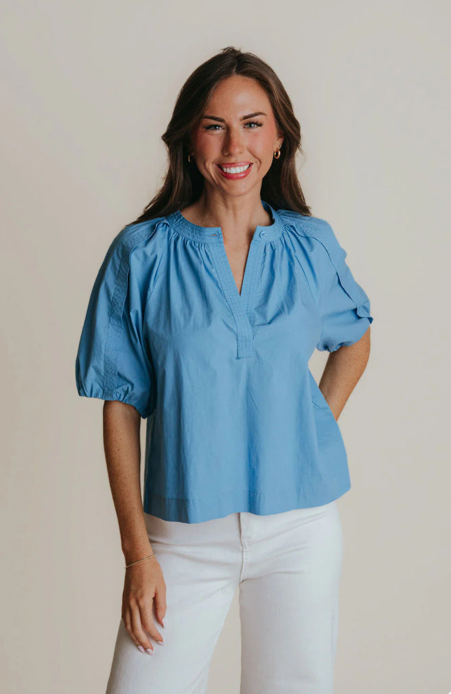 Henley Top in French Blue by La Roque