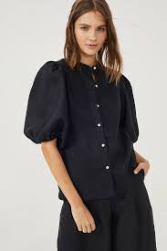 Bubble Linen Shirt in Black by Lanhtropy