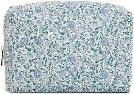 Luxe Everyday Cosmetic Bag Hamptons Floral with Chambray Pinstripe liner by TRVL Design