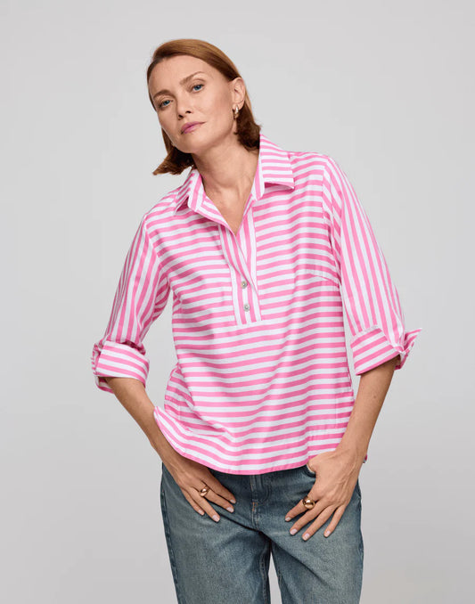 Aileen 3/4 Sleeve in Guava/White by Hinson Wu