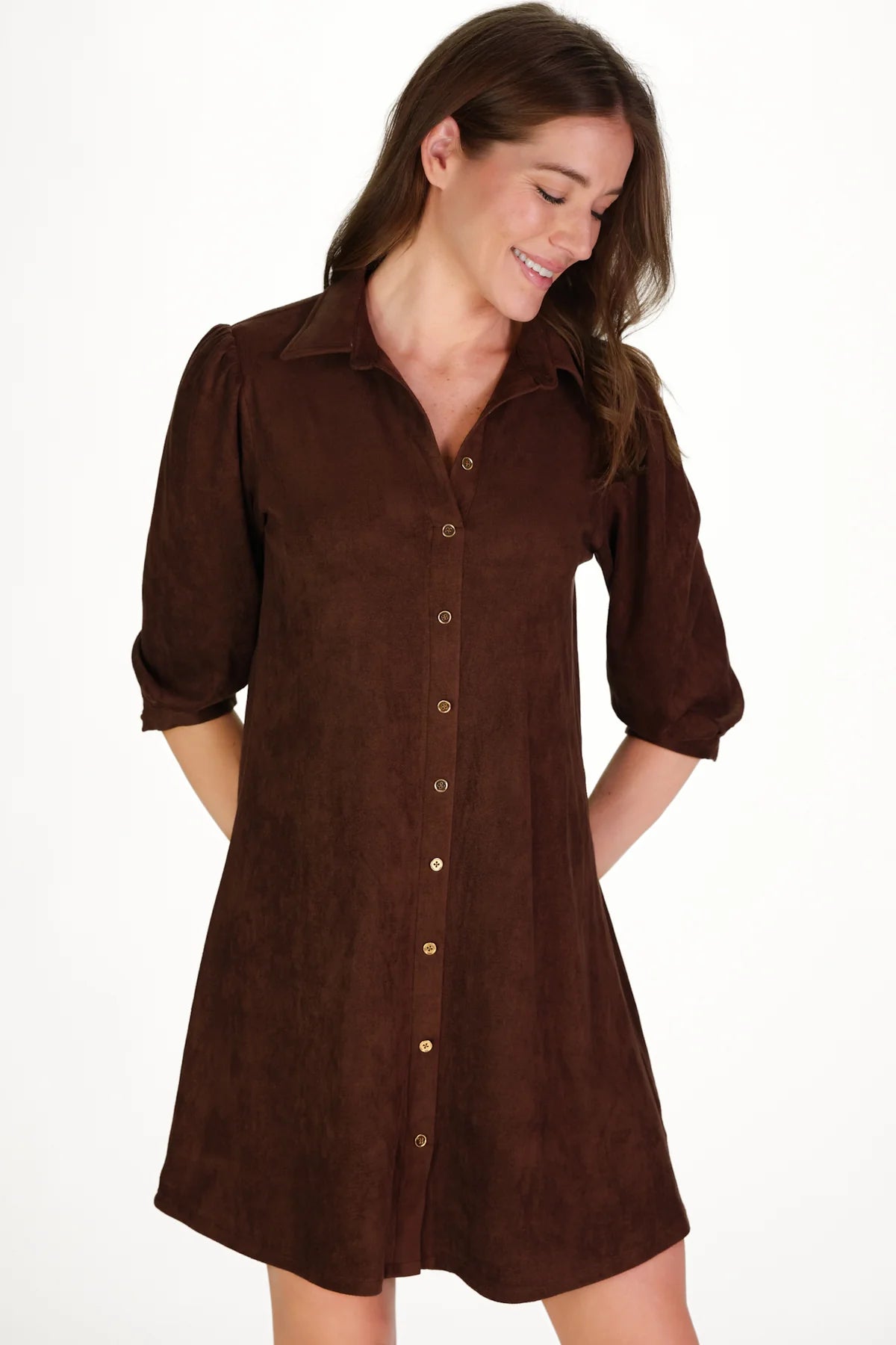 Suede Ashlynn Dress in Chicory