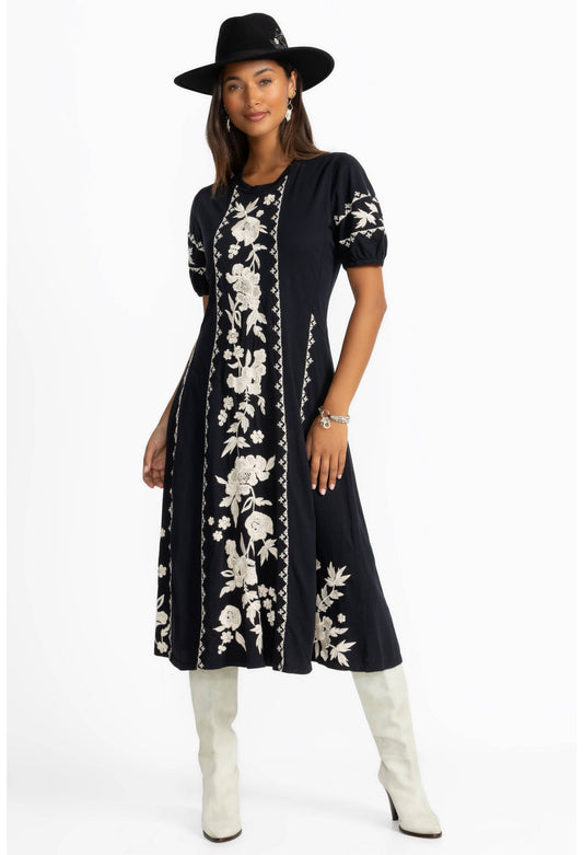Camille Seamed Knit Dress in Black by Johnny Was
