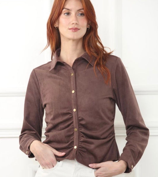 Suede Shirt in Mocha by Zero Degrees Celsius