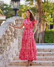 Mirabella Dress Cotton Voile in Imperial Garden Peony Gold by Jude Connally